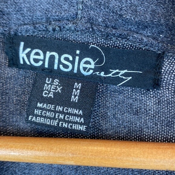 Kensie Gray Long Sleeve Knit Duster Open front Cardigan Sweater M - Picture 6 of 7